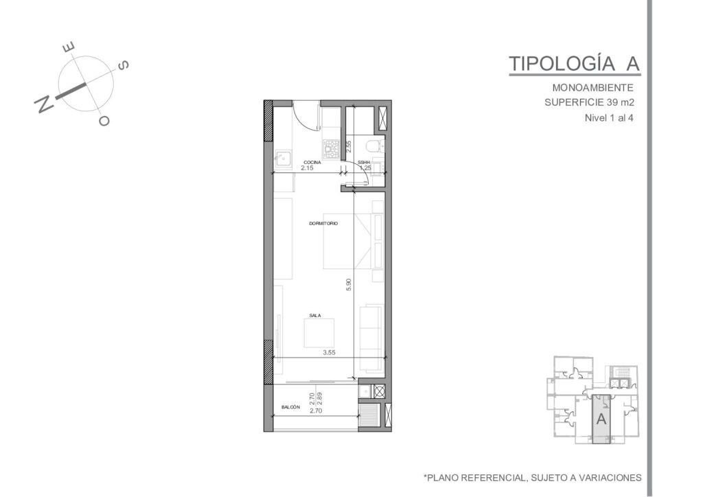 Villa Morra Flats — סטודיו · 39 מ״ר (טיפוס A)