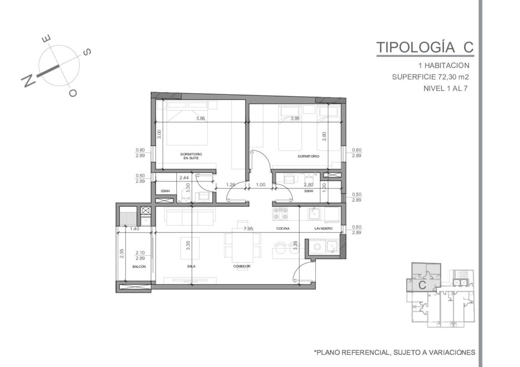 Villa Morra Flats — 2 חדרי שינה · 72.30 מ״ר (טיפוס C)