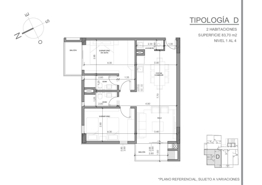 Villa Morra Flats — 2 חדרי שינה · 83.70 מ״ר (טיפוס D)