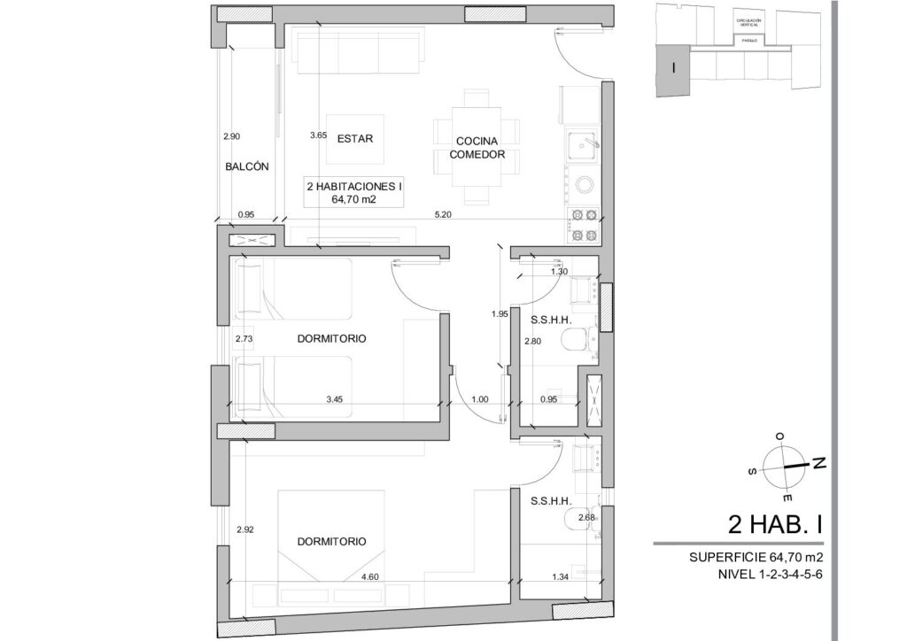 Jardinia — 2 חדרי שינה · טיפוס I · 64.70 מ״ר
