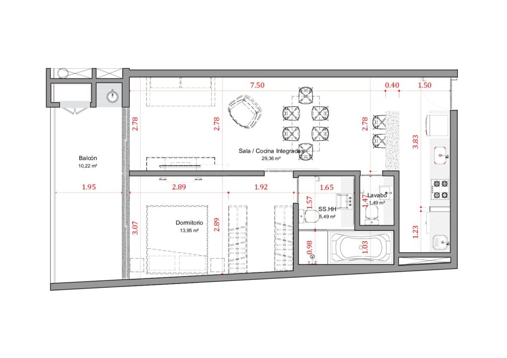 Flats Las Mercedes — חדר שינה אחד · 72.40 מ״ר