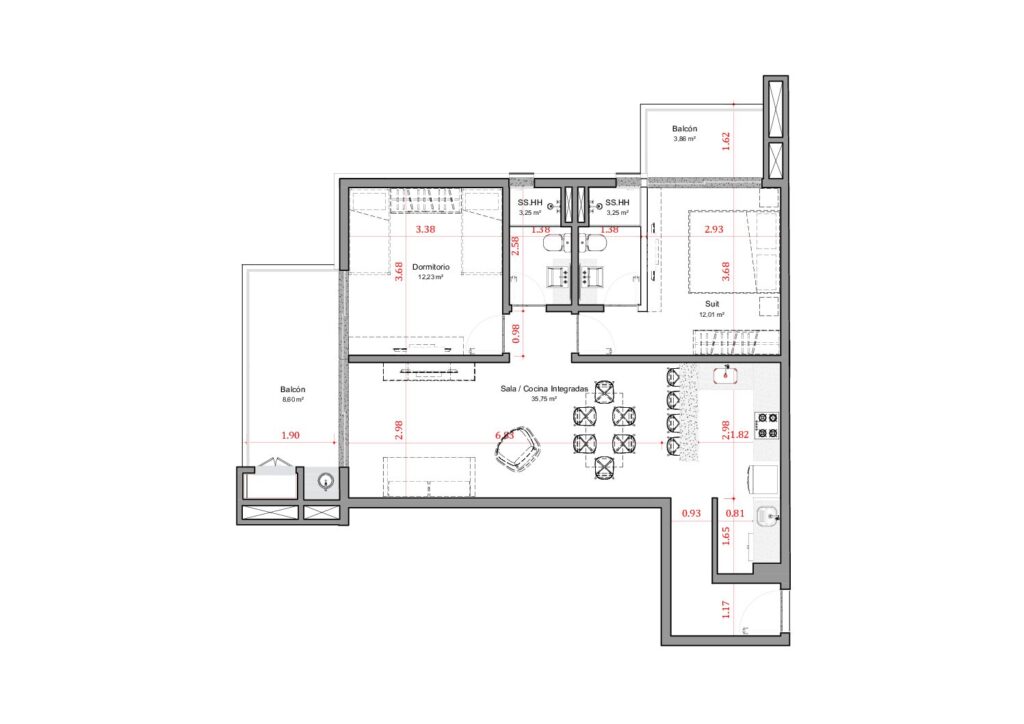 Flats Las Mercedes — 2 חדרי שינה · 93.70 מ״ר