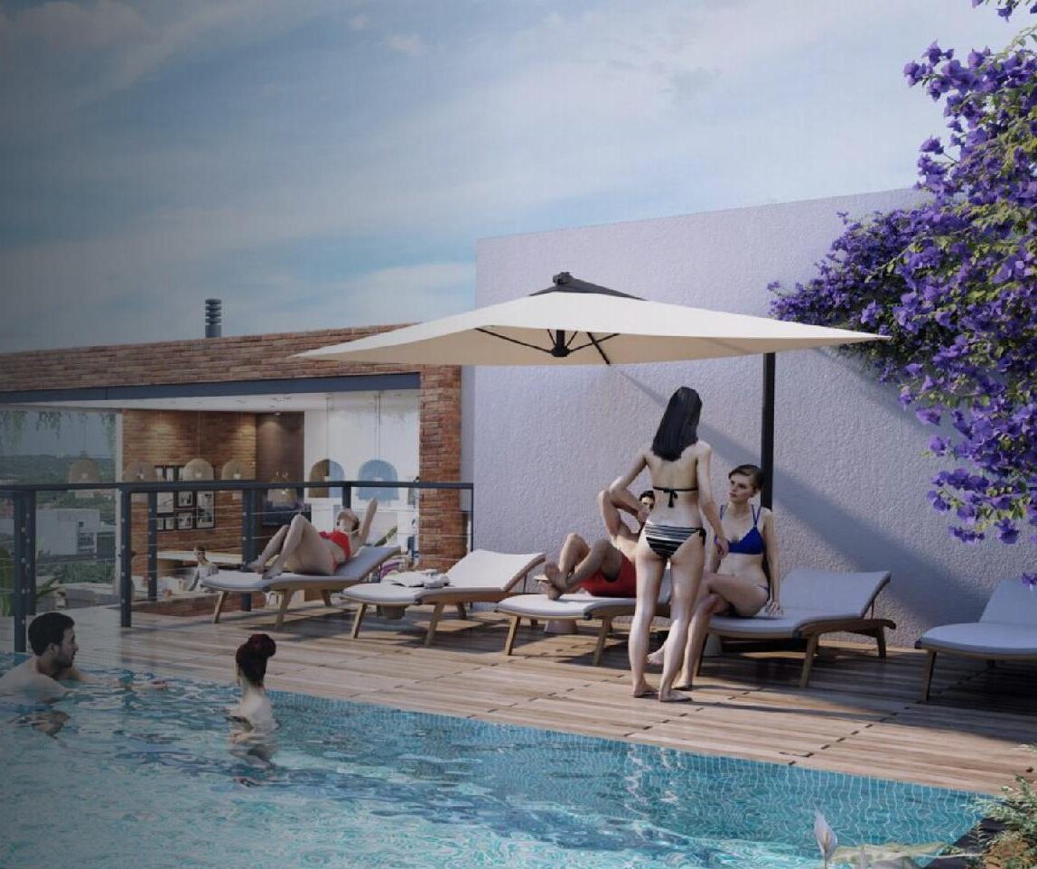 Flats Las Mercedes — גג עם בריכה