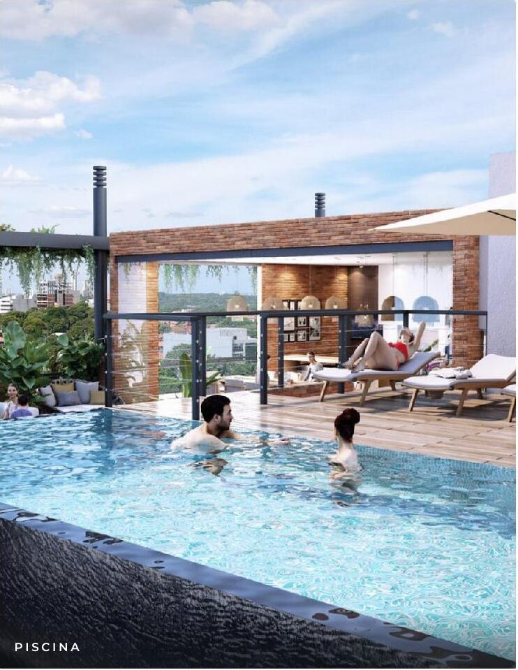 Flats Las Mercedes — בריכה עם מרפסת שיזוף