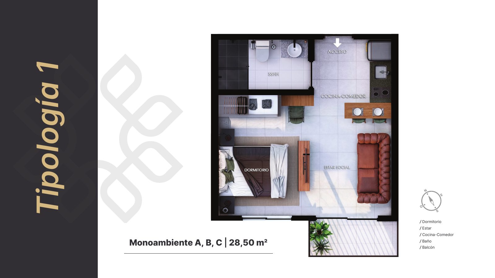 Soho Flats — תוכנית — סטודיו 28.5 מ״ר